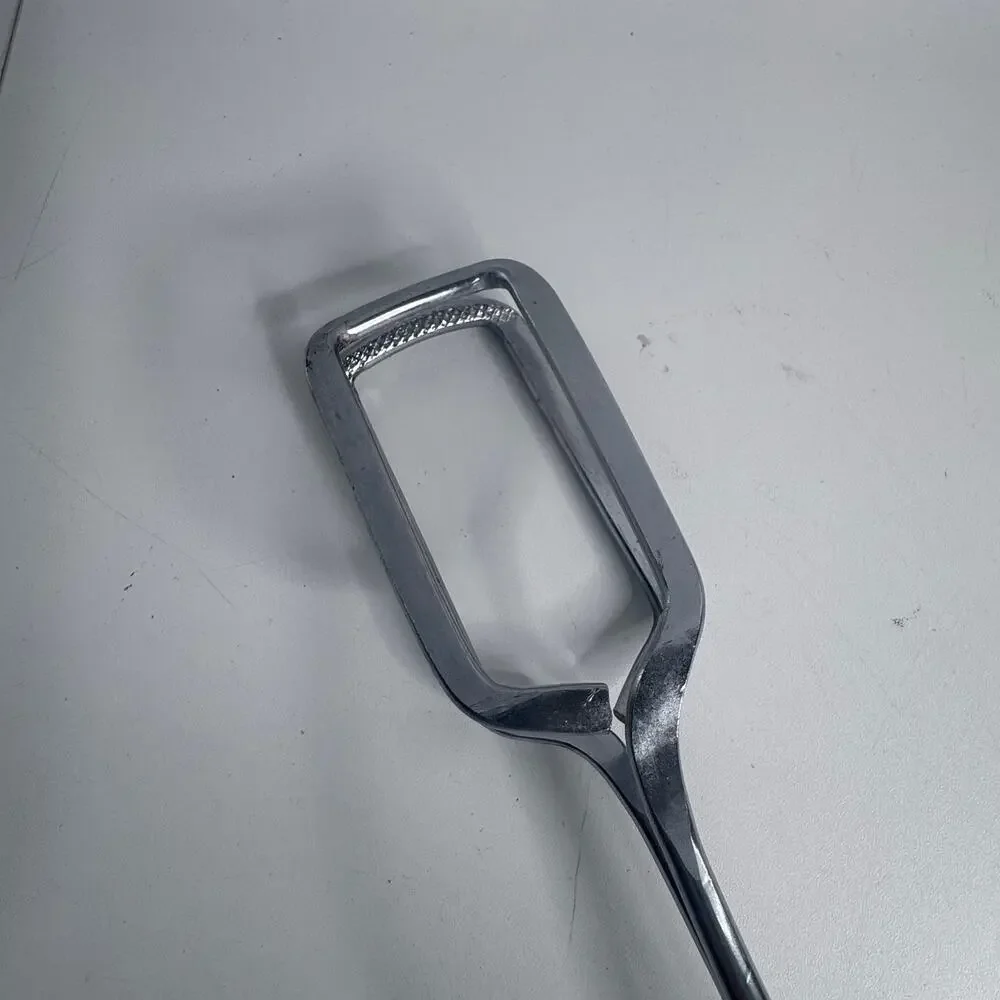 Vintage Stainless Steel Scissor Tongs Taiwan 14” White Coated Handle